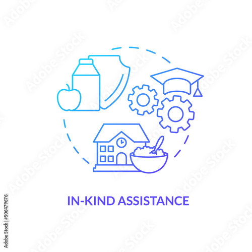 In kind assistance blue gradient concept icon. School feeding and nutrition. Social assistance abstract idea thin line illustration. Isolated outline drawing. Myriad Pro-Bold font used