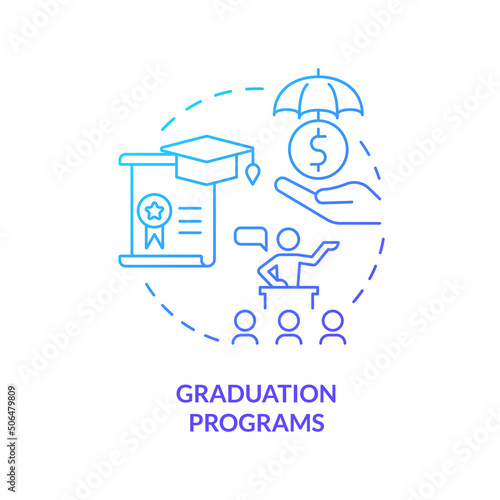 Wallpaper Mural Graduation programs blue gradient concept icon. Training and coaching. Social assistance support abstract idea thin line illustration. Isolated outline drawing. Myriad Pro-Bold font used Torontodigital.ca