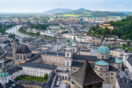 view of the city of Salzburg from Hohensalzburg Fortress, Salzburger, Austria © irisphoto1