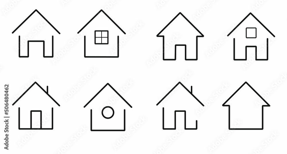 Black and white line icon illustration. Vector housing and apartment concept. House collection. Black and white line icon illustration. Vector housing and apartment concept. House collection.