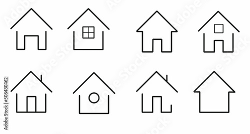 Black and white line icon illustration. Vector housing and apartment concept. House collection.