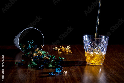 Pouring in the glass with spices