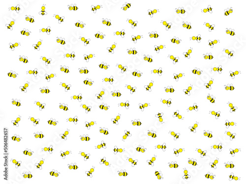 Animated bumble bees background on white