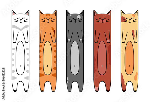 Vector cartoon cat bookmarks collection. Cute pet bookmarks set in flat style.