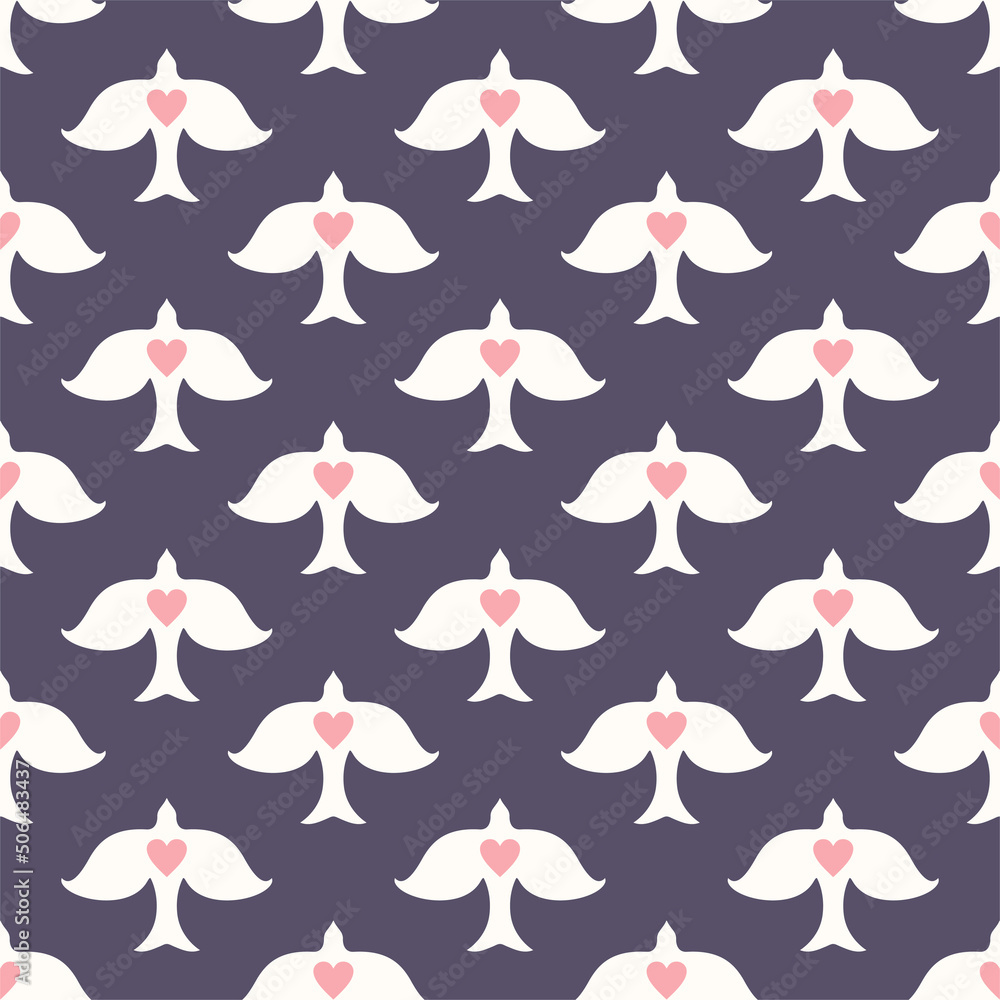 Birds and hearts. Seamless pattern. Vector illustration. Birds and hearts. Seamless pattern. Vector illustration.