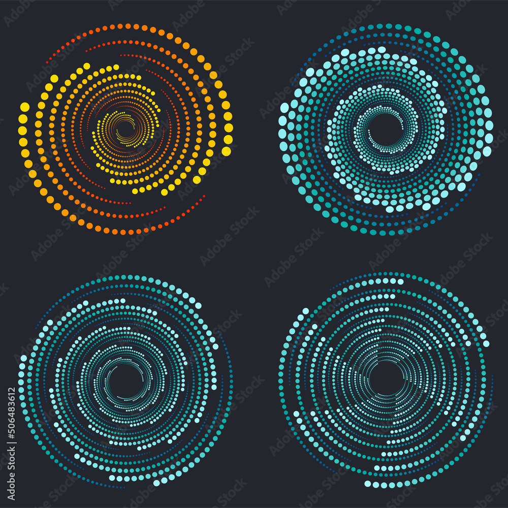 Spiral dotted background. Geometric art. Spiral dotted background. Geometric art.