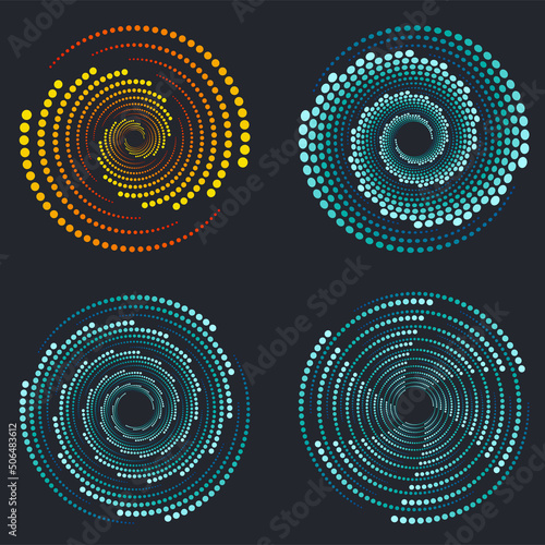 Spiral dotted background. Geometric art.