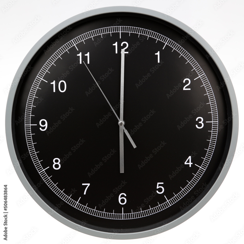 Wall clock showing six o'clock isolated on white background Wall clock showing six o'clock isolated on white background