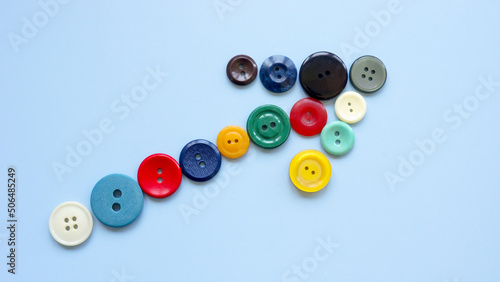 Arrow from different buttons. Togetherness and teamwork concept.