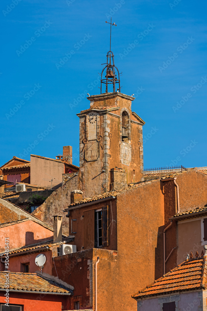 The bell tower in Roussillon, Vaucluse region, Provence, France