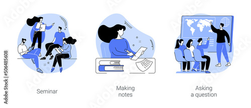 Classes in a college isolated cartoon vector illustrations se