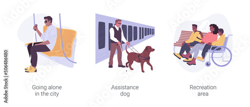 Accessible city isolated cartoon vector illustrations set.