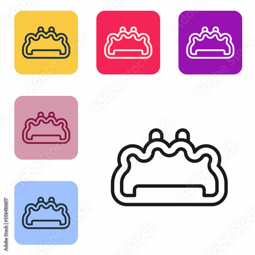 Black line Brass knuckles icon isolated on white background. Set icons in color square buttons. Vector