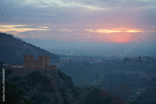 sunset over the city , Beni Mellal Morocco  photo