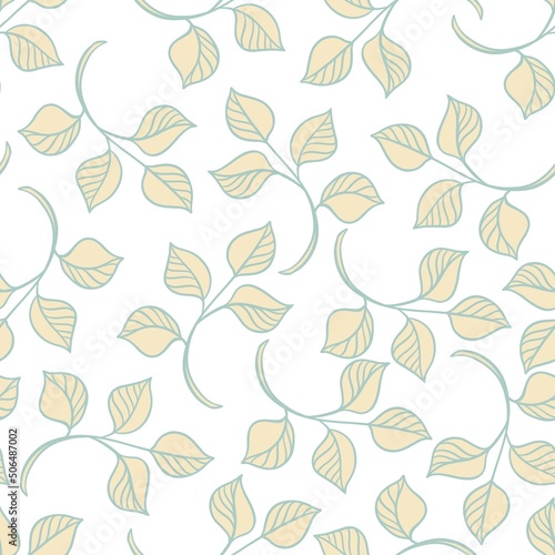 Decorative background of seamless pattern with simple yellow illustrations on a plant theme