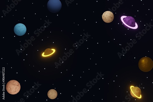 cosmic theme 3d render with glowing stars and planet © chalyshevae