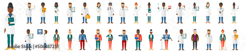 Doctors and patients at hospital.