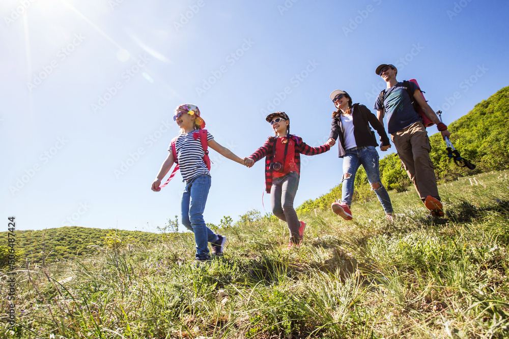 Family in a hike