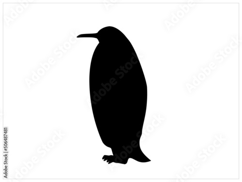 Vector black and white illustration of a penguin