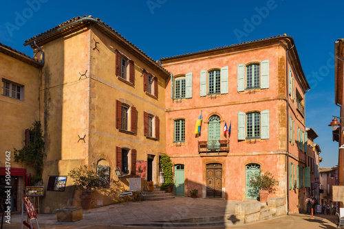 The town hall of the village of Roussillon  Vaucluse   France 