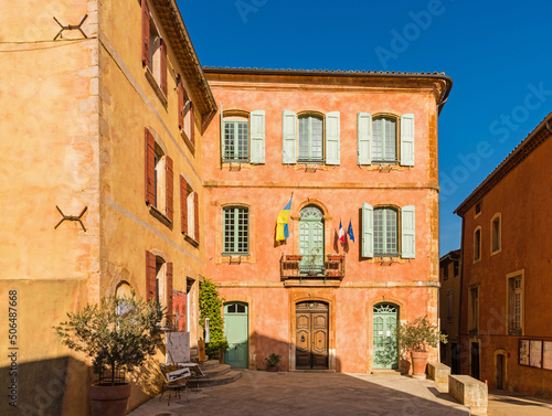 The town hall of the village of Roussillon  Vaucluse   France 