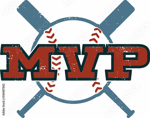 Baseball MVP Vector Stamp Graphic