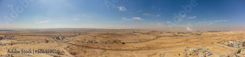 180 dgree panorama from the sky over Tlalim village of Negev desert