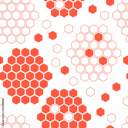 Different orange hexagons ornament pattern