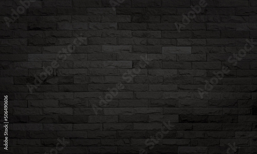 black brick wall background  dark stone texture. 