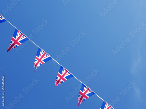 Union Jack British flag bunting for Queen Jubilee celebration photo