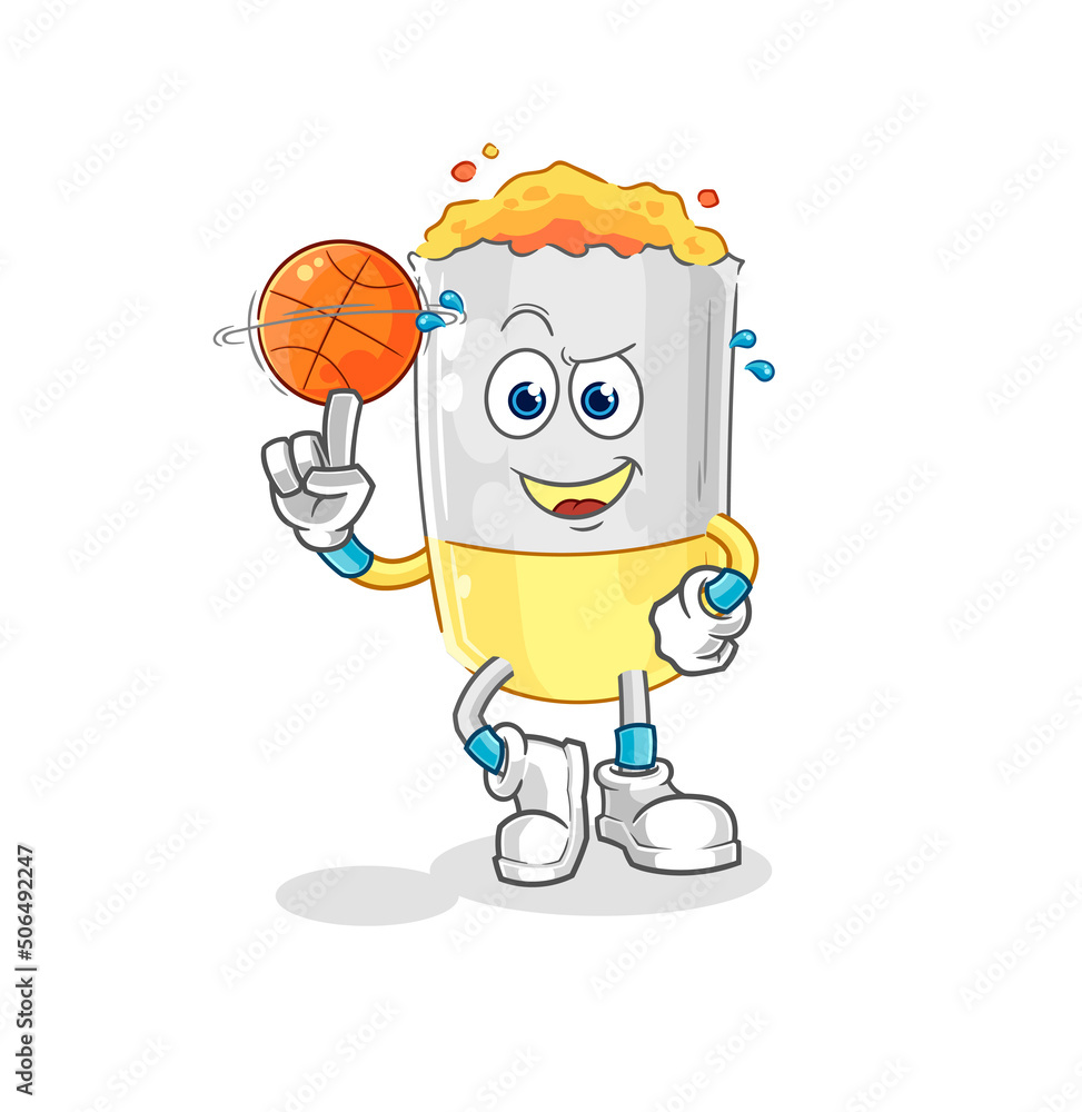 Obraz premium cigarette playing basket ball mascot. cartoon vector