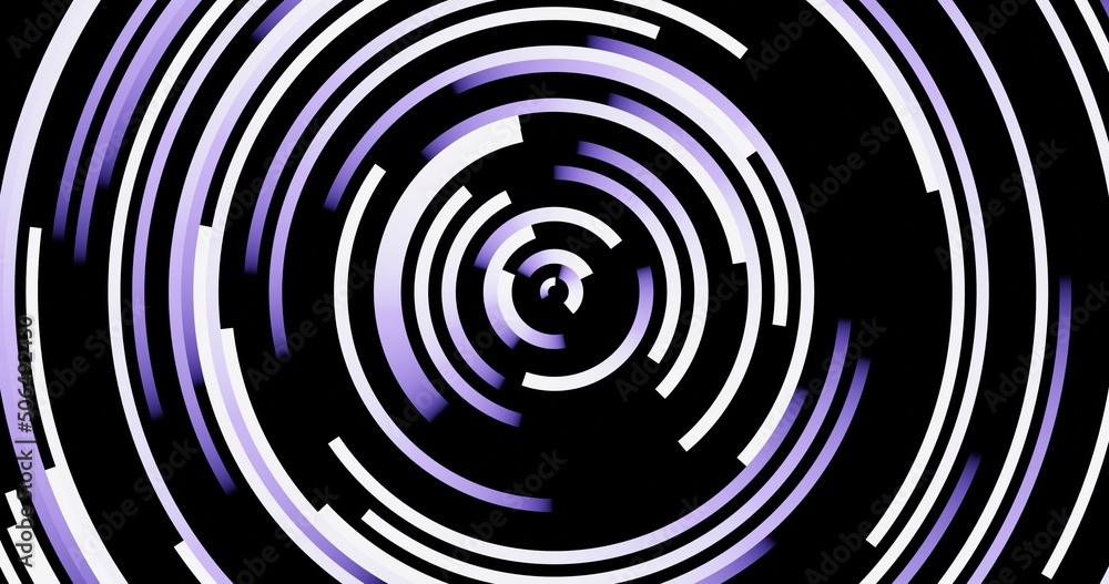 Fototapeta premium Black, white, and purple abstract circle technology background. 3d rendering.