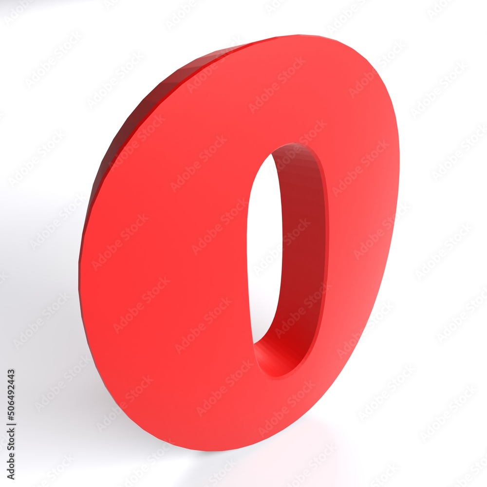 Number 0 in red color isolated on white background - 3D rendering illustration Number 0 in red color isolated on white background - 3D rendering illustration