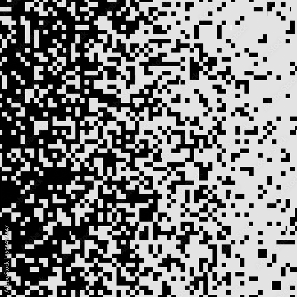 White and black halftone background pixel art.