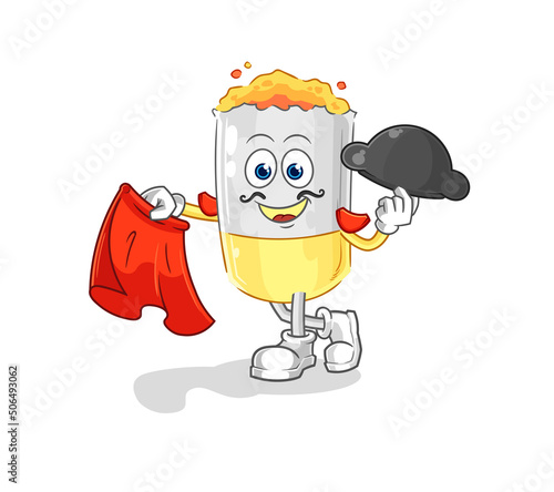 cigarette matador with red cloth illustration. character vector