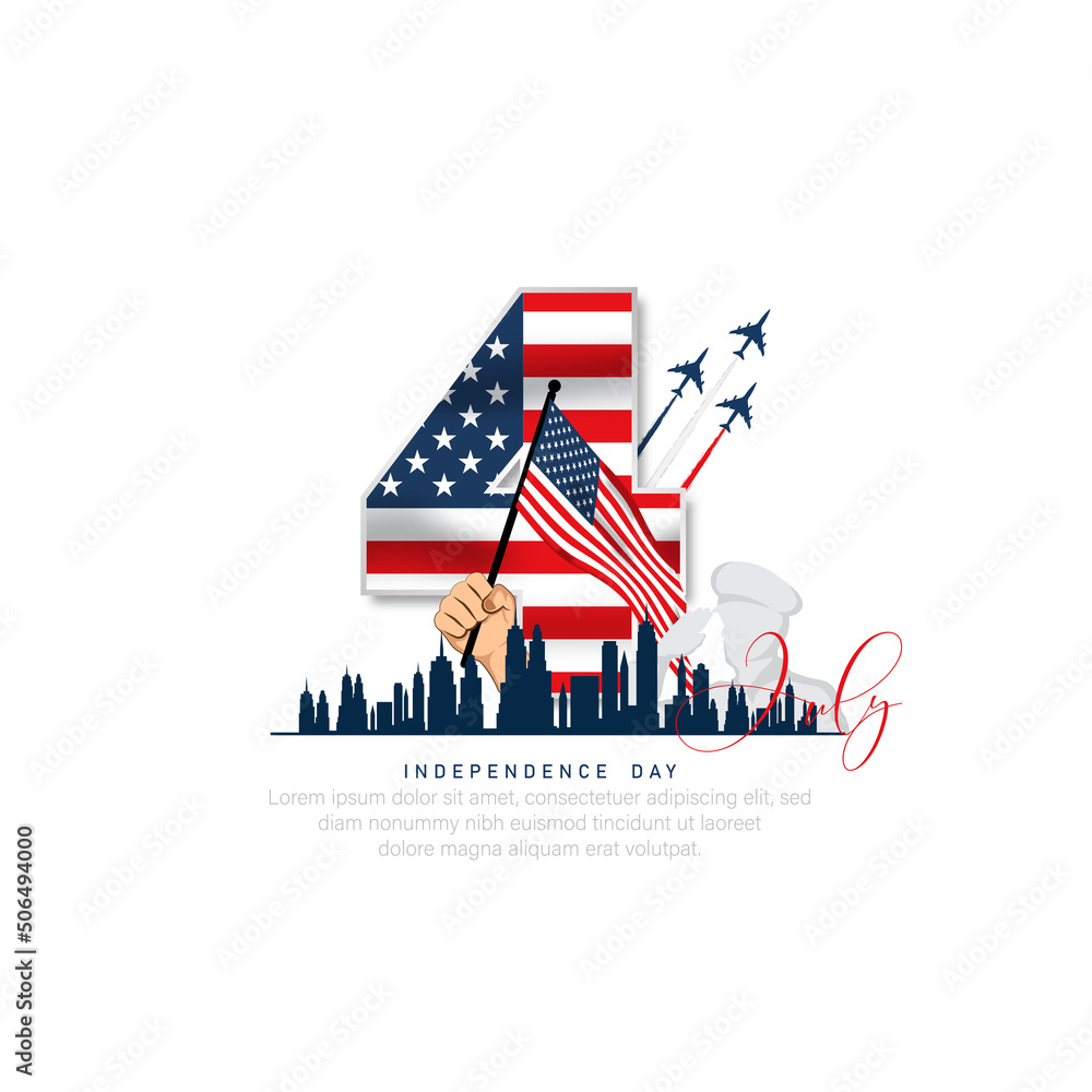 4th july- Independence day of US. vector illustration. - obrazy, fototapety, plakaty 