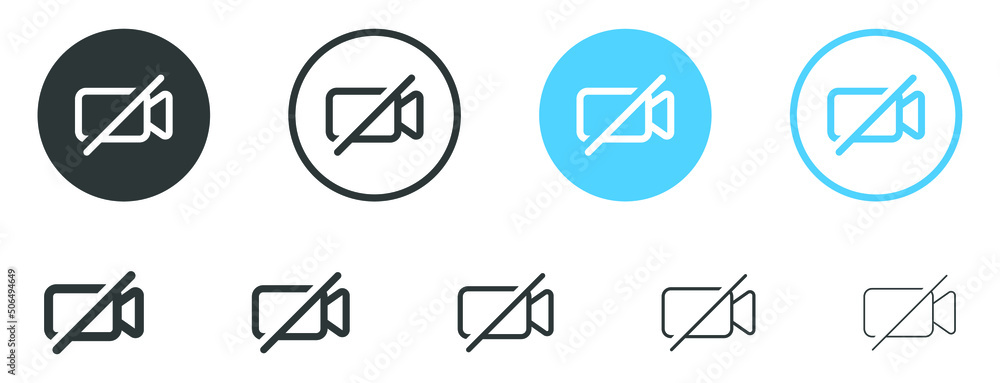 no video camera icon for streaming , facetime icons video call symbol - recording not allowed - video cam off icon button - no record camera icon, filled, line, outline icons no video camera icon for streaming , facetime icons video call symbol - recording not allowed - video cam off icon button - no record camera icon, filled, line, outline icons