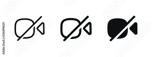 no video camera icon for streaming , facetime icons video call symbol -  recording not allowed - video cam off icon button - no record camera icon, filled, line, outline icons 