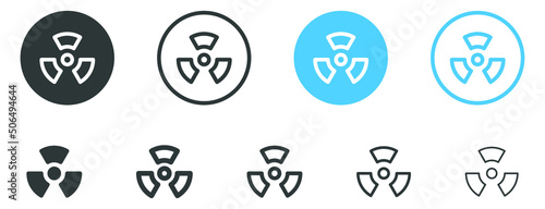 Radiation icon button, radioactive sign nuclear symbol. web app icon sign buttons in filled, line, outline icons