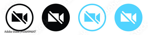 no video camera icon for streaming , facetime icons video call symbol -  recording not allowed - video cam off icon button - no record camera icon, filled icons