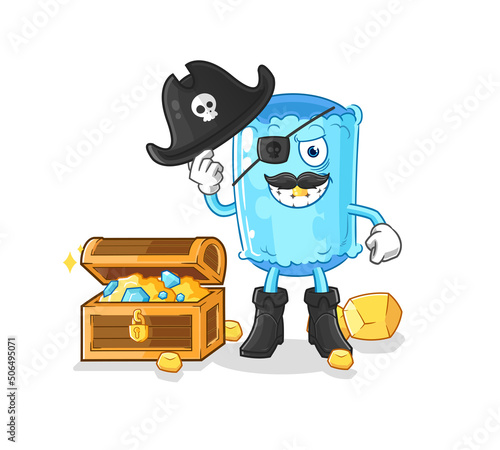bolster pillow pirate with treasure mascot. cartoon vector