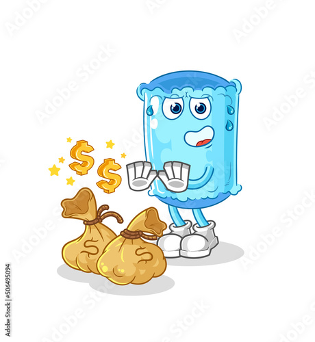 bolster pillow refuse money illustration. character vector