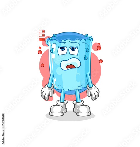 bolster pillow low battery mascot. cartoon vector