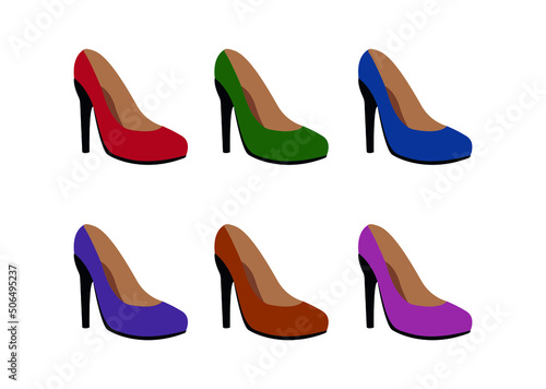 High heels shoes different colors illustration vector
