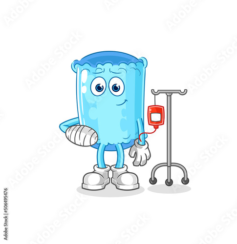 bolster pillow sick in IV illustration. character vector