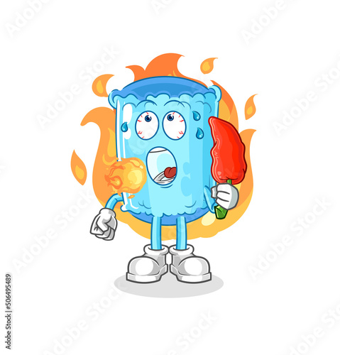 bolster pillow eat hot chilie mascot. cartoon vector