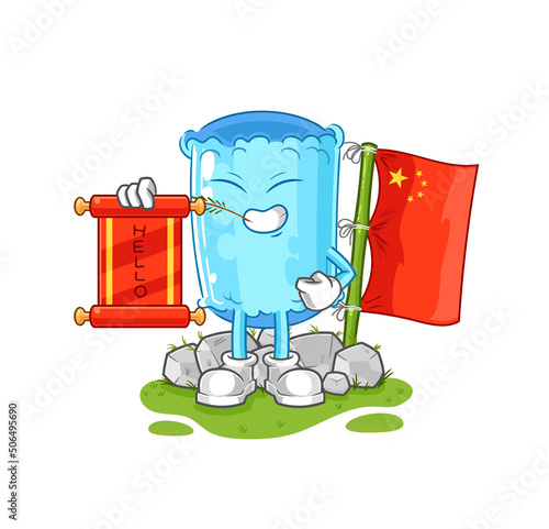 bolster pillow chinese cartoon. cartoon mascot vector
