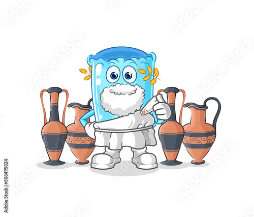bolster pillow with greek clothing. cartoon mascot vector