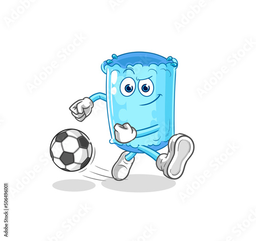 bolster pillow kicking the ball cartoon. cartoon mascot vector