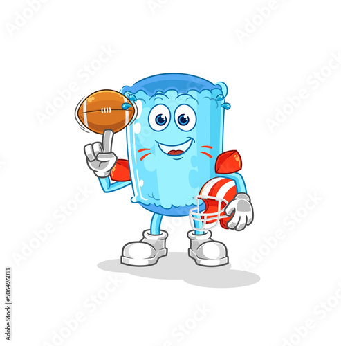 bolster pillow playing rugby character. cartoon mascot vector